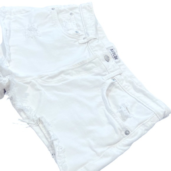 Agolde White Distressed Shorts. - Picture 5 of 10
